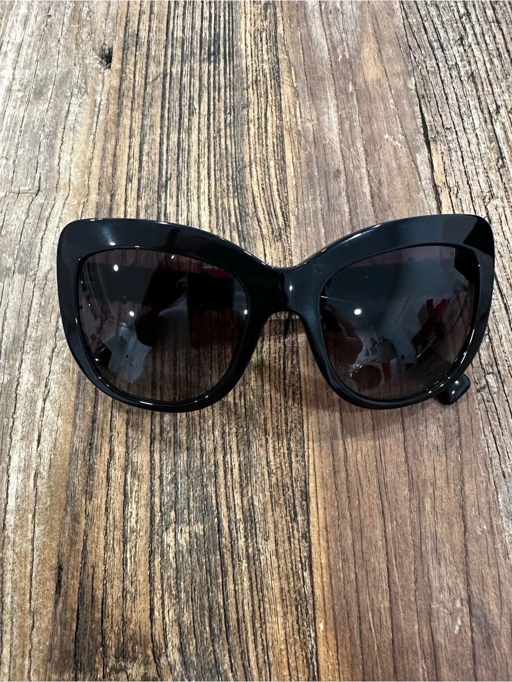 Dolce & Gabbana Black Sunglasses with Red Rose Embellishments